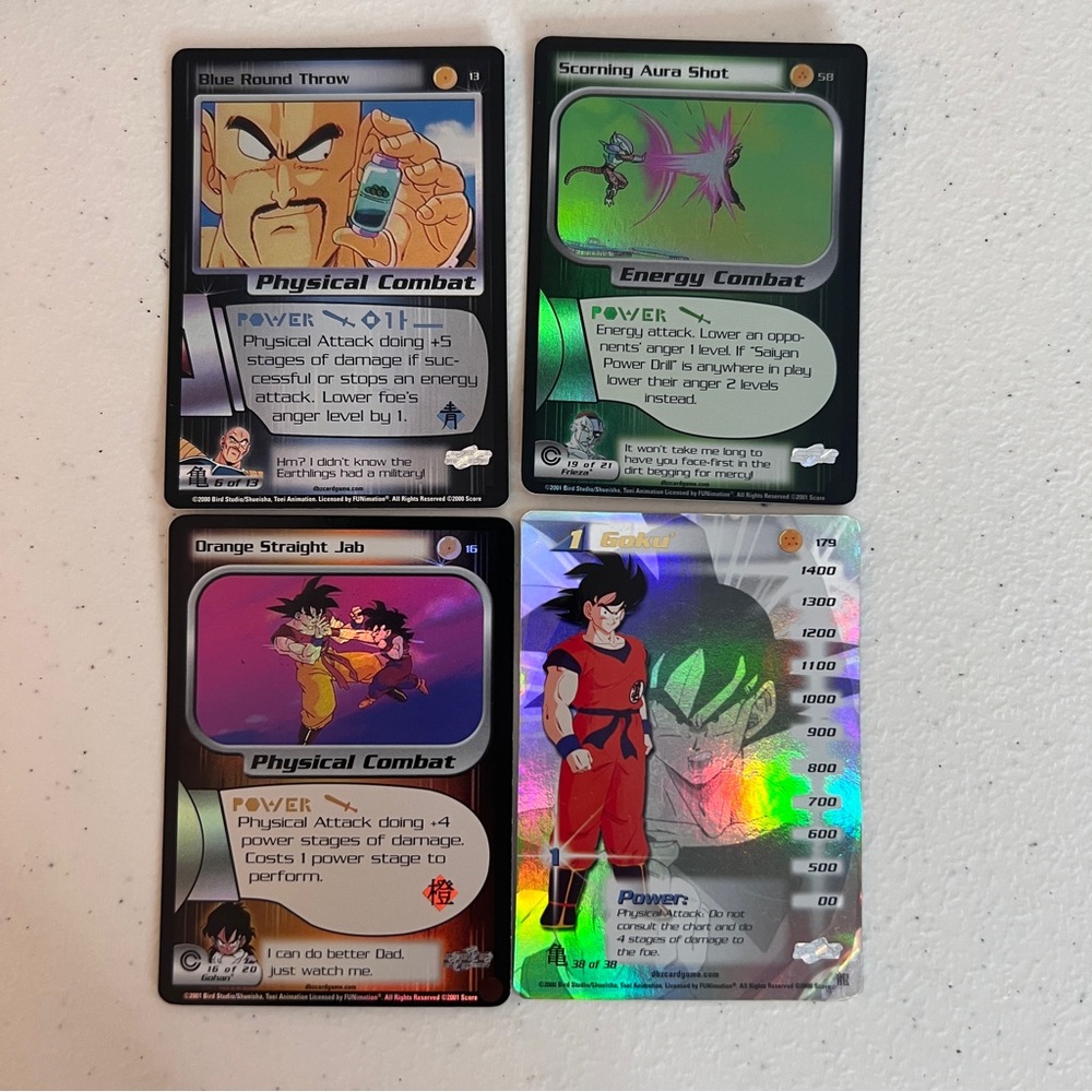 4 Foil Vintage Dragon Ball Z Score Trading Cards Game Collectible 2000-01